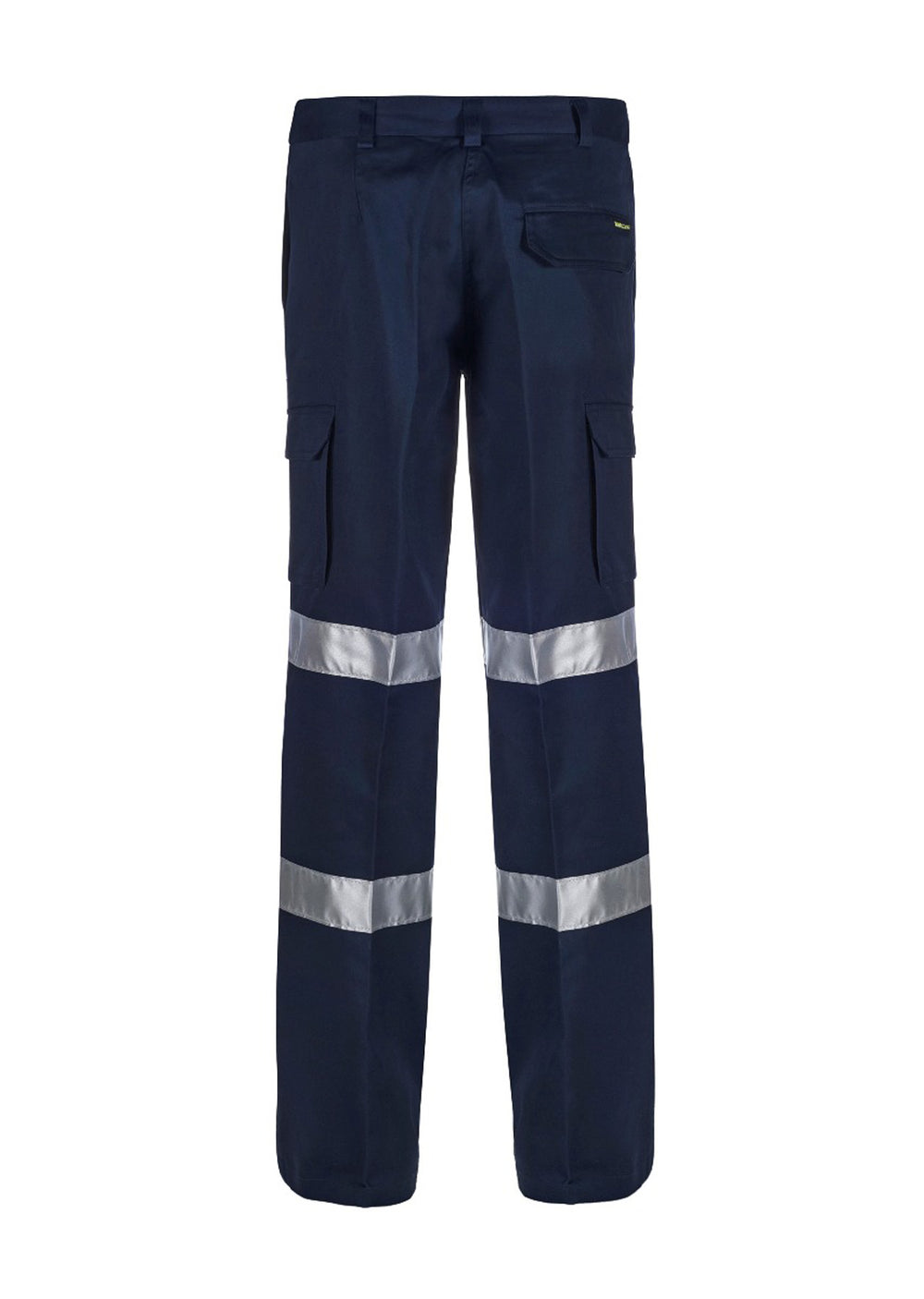 Back design of Women's Cargo Cotton Drill Trousers with reinforced seams and reflective accents.
