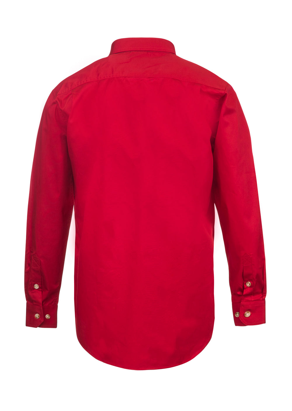 Workcraft Mens Half-Placket Cotton Work Shirt – CRIMSON RED rear