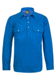 Workcraft Mens Half-Placket Cotton Work Shirt – COBALT BLUE front