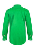 Workcraft Mens Half-Placket Cotton Work Shirt – ELECTRIC GREEN rear