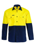 Lightweight hi-vis vented cotton drill shirt in lime yellow for outdoor work – Outback Clothing Co.