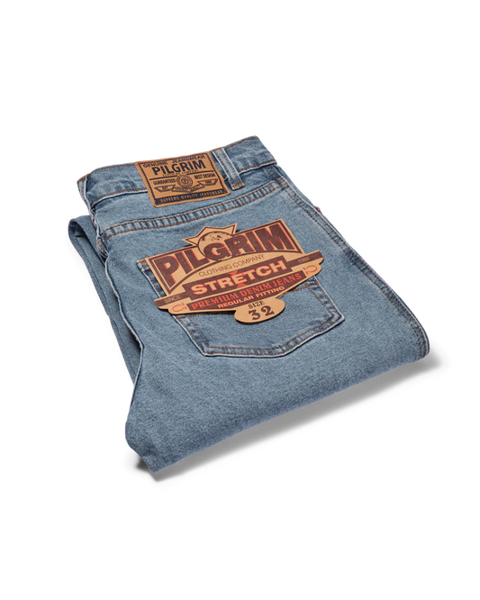Mens Pilgrim Jeans Stretch Regular Fit – Stonewash (PM20042)