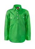 Workcraft Kids Half-Placket Cotton Work Shirt – ELECTRIC GREEN front