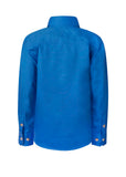 Workcraft Kids Half-Placket Cotton Work Shirt – COBALT BLUE rear