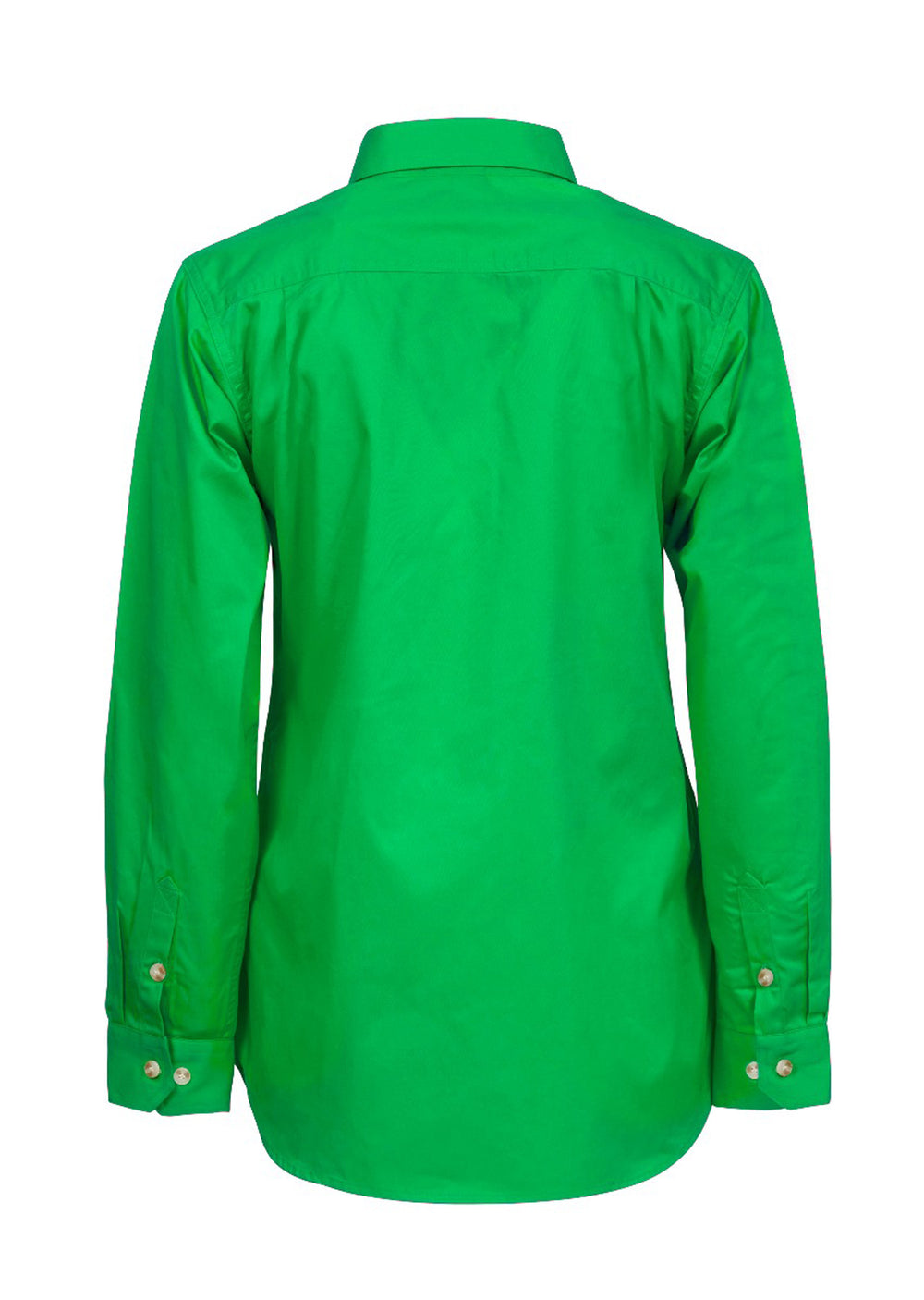 Workcraft Ladies Half-Placket Cotton Work Shirt – ELECTRIC GREEN rear