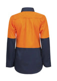 Back view of women's hi-vis shirt showing vented panels for airflow