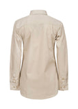 Workcraft Ladies Half-Placket Cotton Work Shirt – CREAM rear
