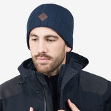 Cozy Unisex Beanie Worn Outdoors - Warm Winter Accessory for Hiking and Camping