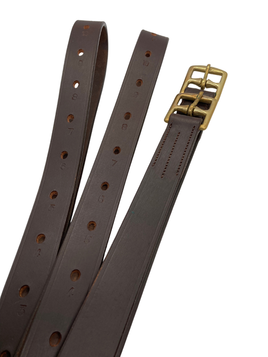 Close-up of Drovers Station leather stirrup leathers buckle