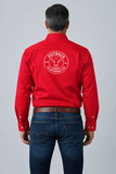 The Fitzroy Men’s Long Sleeve Cotton Half-Button Work Shirt – Red