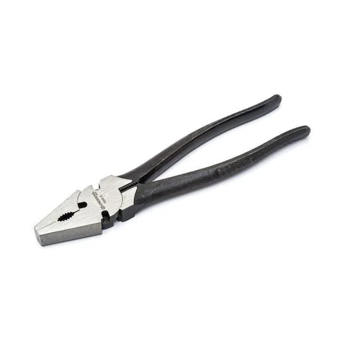 Close-up of Crescent 300mm plier's rust-resistant steel construction and button lock design