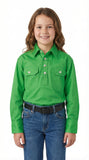 Kids Lightweight Half Button Shirt – Green