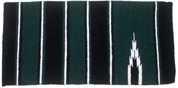 Navajo saddle blanket 30x30 in green and black western pattern
