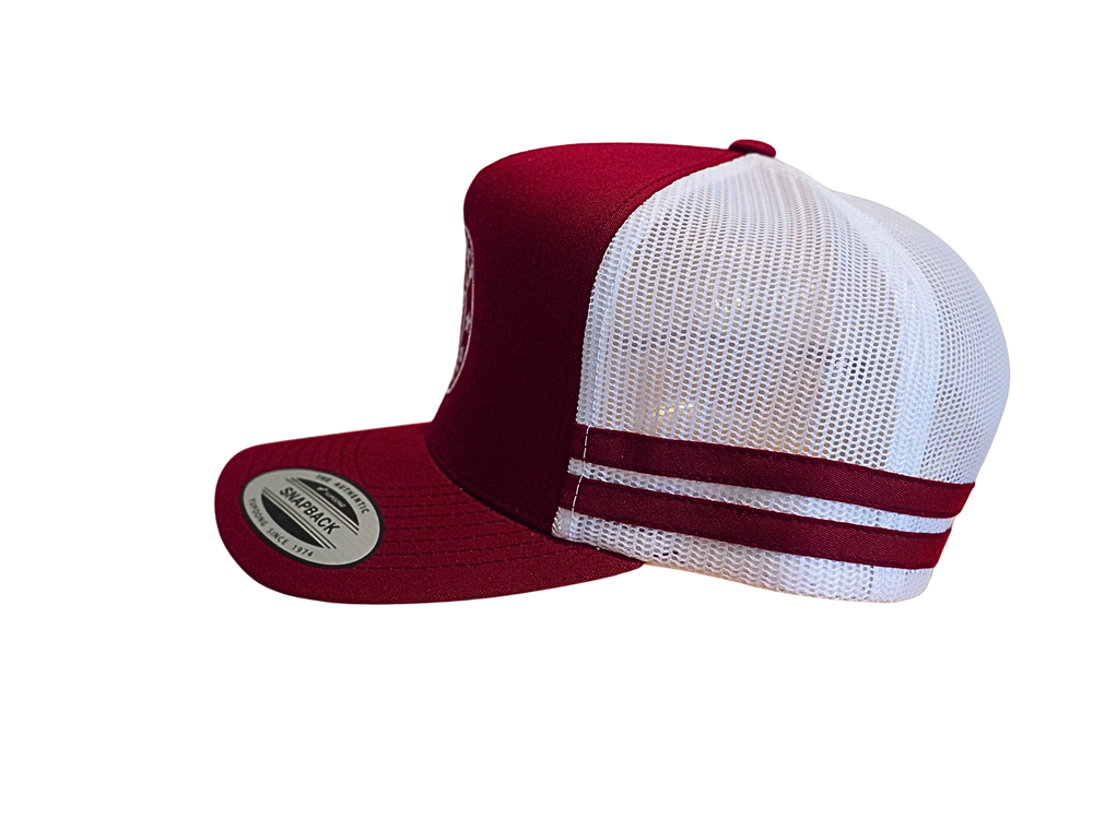 Gibb River Trucker Cap Maroon and White – OCC Logo – Outback Clothing Co - Side View