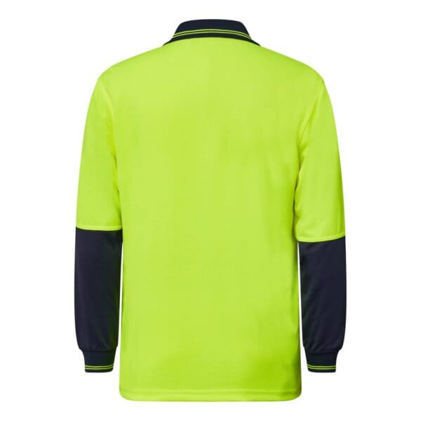 Work Craft Hi-Vis Long Sleeve Polo - Back View Showing Pocket Detail