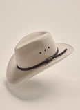 Side view of Kidman Drover Hat in Stone, highlighting braided leather hatband detail
