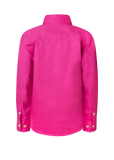 Girls Lightweight Half Button Shirt – Bright Pink