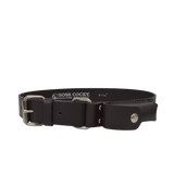 Boss Cocky Stockman Belt BL77DB – close-up of solid brass buckle and embossed Boss Cocky logo