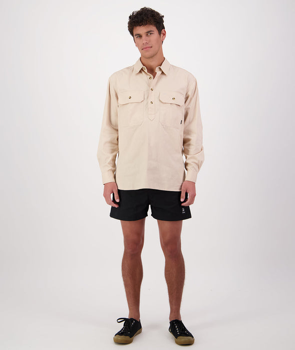 Swanndri Bendigo Men’s Half Button L/S Shirt (SS18217M) Stone (Bone)