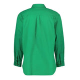 Back Detail of Men's Green Full Button Long-Sleeve Shirt - Durable Outdoor-Ready Design