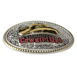 Golden Cowgirl Up Western Belt Buckle