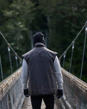 Rear view of the Levels Oilskin Vest SSD2802, highlighting the drop hem and overall cut