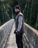 Side profile of the Levels Oilskin Vest SSD2802, showing the fit across the torso and extended shoulder seams