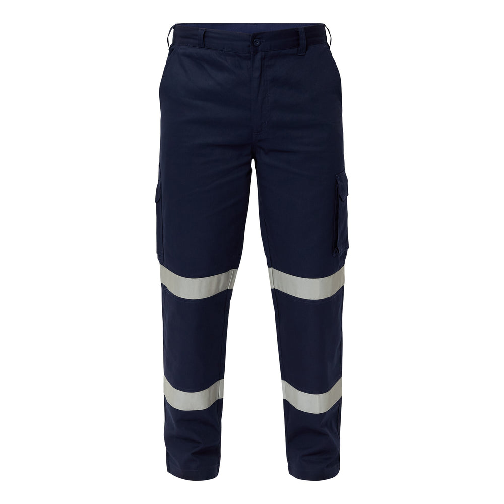 Workcraft Reflective Mid-Weight Cargo Cotton Drill Trouser WP4015 Navy - Durable Work Pants with Safety Reflective Strips & Utility Pockets