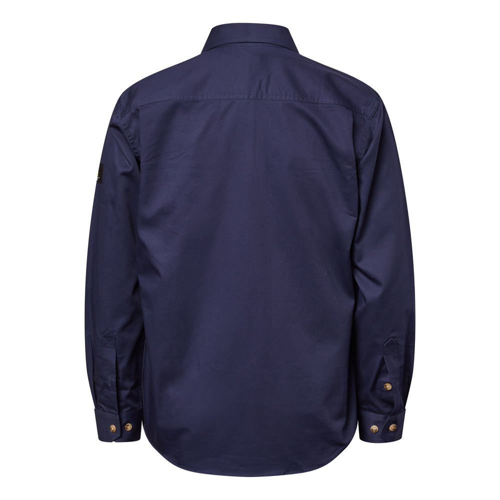 Workcraft Mens Half-Placket Cotton Work Shirt – Navy rear