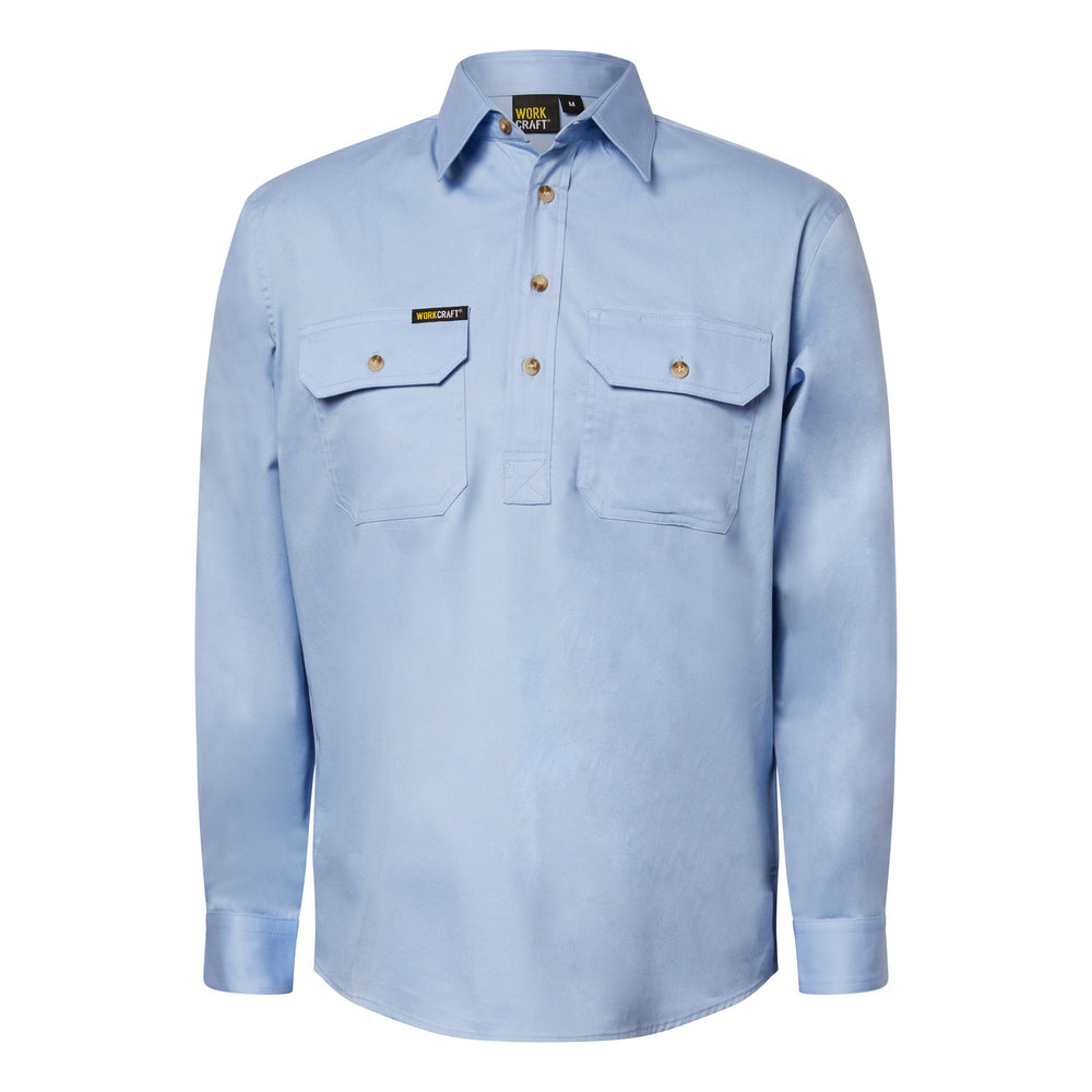 Workcraft Mens Half-Placket Cotton Work Shirt – SKYWAY front