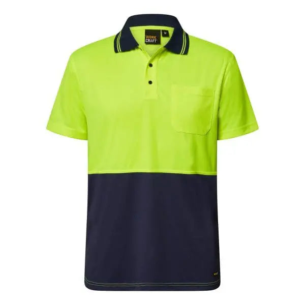 Work Craft Hi-Vis Tone Polo Shirt in Bright Yellow with Reflective Safety Stripes – Outback Clothing Co