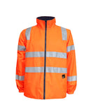 Hi vis orange/navy inner reversible jacket with sleeves attached – front view