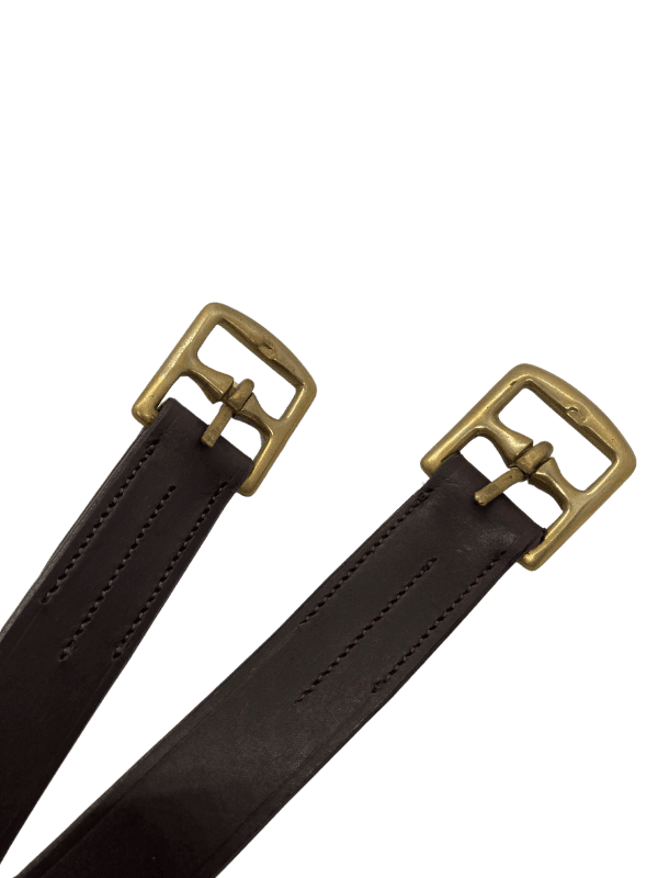 Close-up of Drovers Station leather stirrup leathers buckle