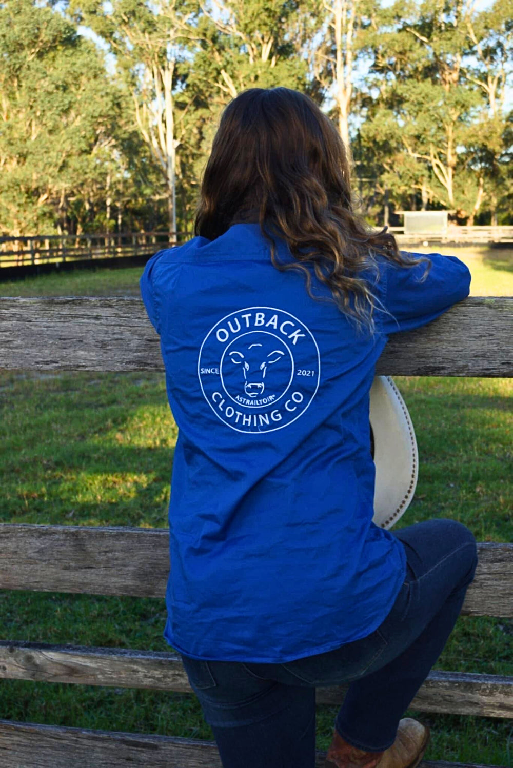 OCC Blue Embroidered Shirt Back Design - Durable Cotton for Comfortable Wear