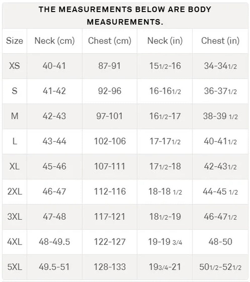 Size Guide for Swanndri Waimak Oilskin Jacket with Wool Lining (SW14452M)