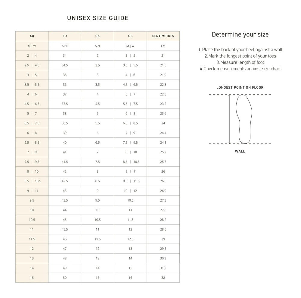 Apollo Safety Boot Sizing Guide - Men's Australian Shoe Size Chart