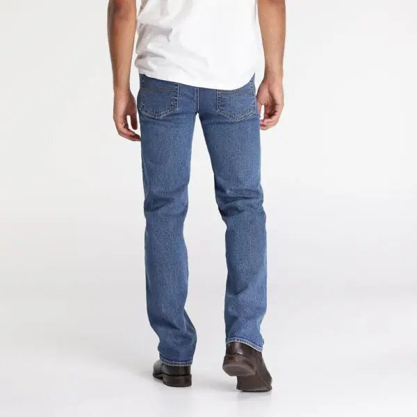 Classic five-pocket style on men's stretch jeans