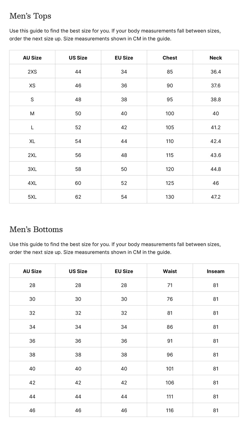 Size Guide for Kilmore Regular Jean - Dark Wash