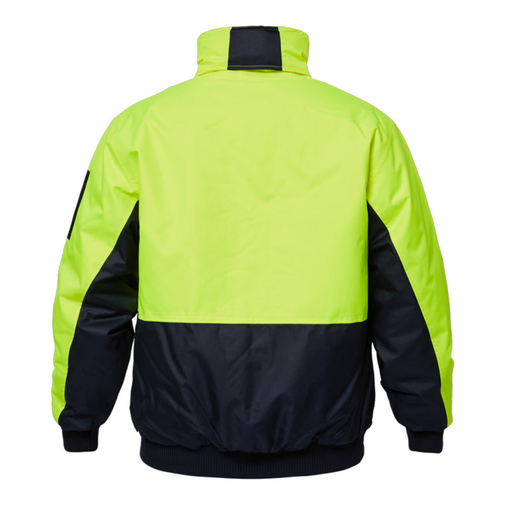 Back view of Hi-Vis Bomber Jacket showing reflective panels and adjustable fit.