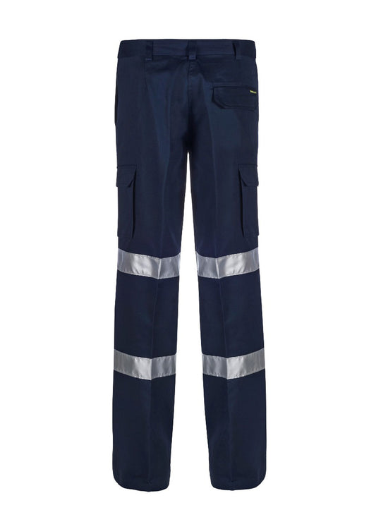Back design of Women's Cargo Cotton Drill Trousers with reinforced seams and reflective accents.