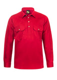 Workcraft Mens Half-Placket Cotton Work Shirt – CRIMSON RED front