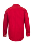 Workcraft Mens Half-Placket Cotton Work Shirt – CRIMSON RED rear