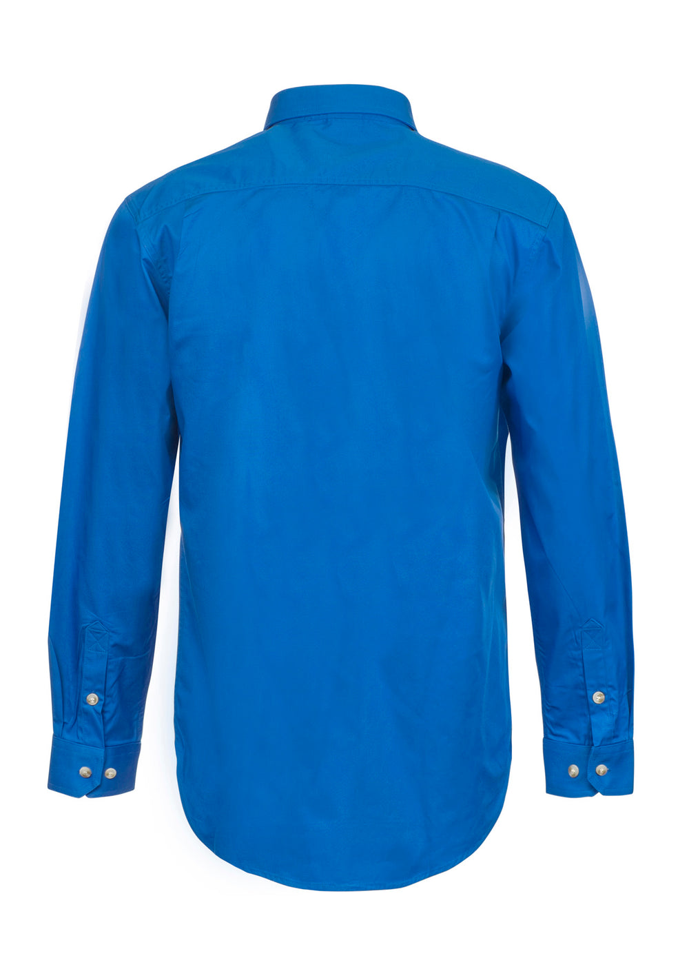 Workcraft Mens Half-Placket Cotton Work Shirt – COBALT BLUE rear