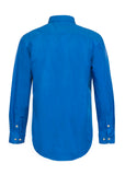 Workcraft Mens Half-Placket Cotton Work Shirt – COBALT BLUE rear
