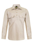 Workcraft Mens Half-Placket Cotton Work Shirt – CREAM front