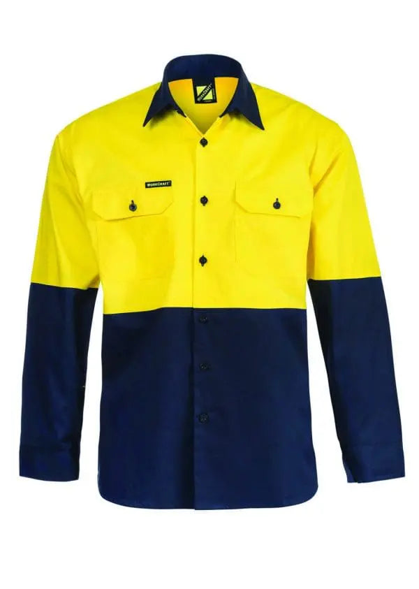 Lightweight hi-vis vented cotton drill shirt in lime yellow for outdoor work – Outback Clothing Co.