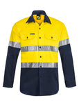Hi-Vis Reflective Work Shirt in Yellow/Navy | Lightweight Cotton Drill Fabric for Outdoor Safety | Outback Clothing