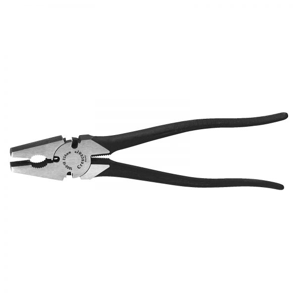 Side angle of Crescent 300mm Fence Plier with ergonomic non-slip handle and button lock mechanism