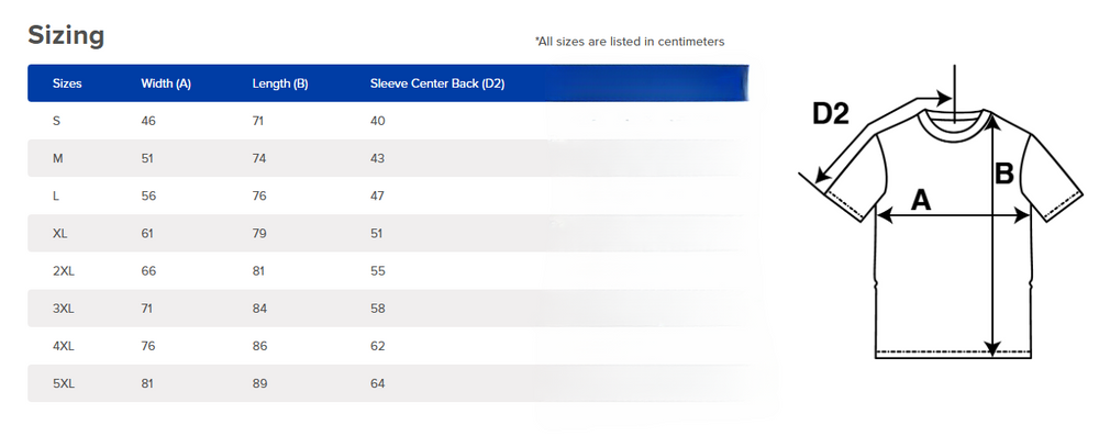 The Desert Rose tee Size Guide