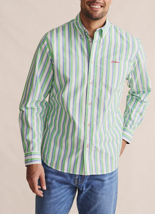 Men wearing Dexter Long Sleeve Olive Shirt front view